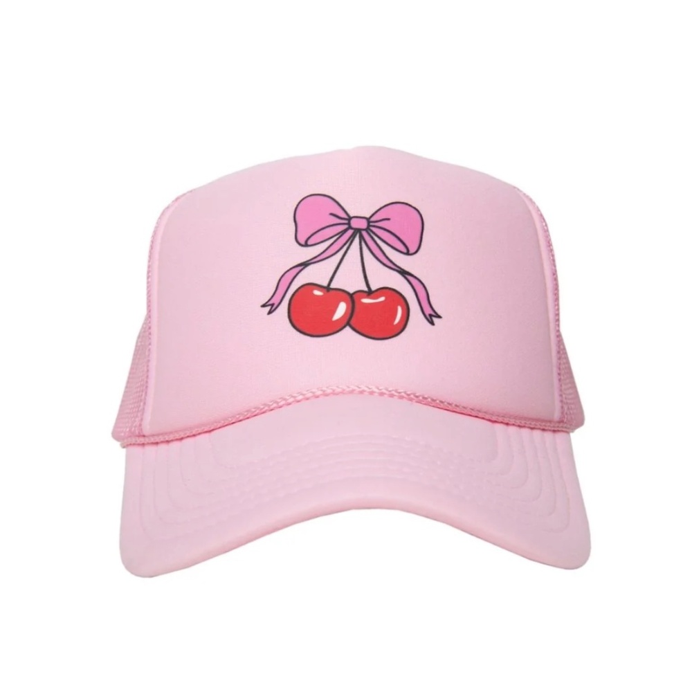 NWT KATYDID PINK CHERRY BOW FOAM MESH TRUCKER HAT